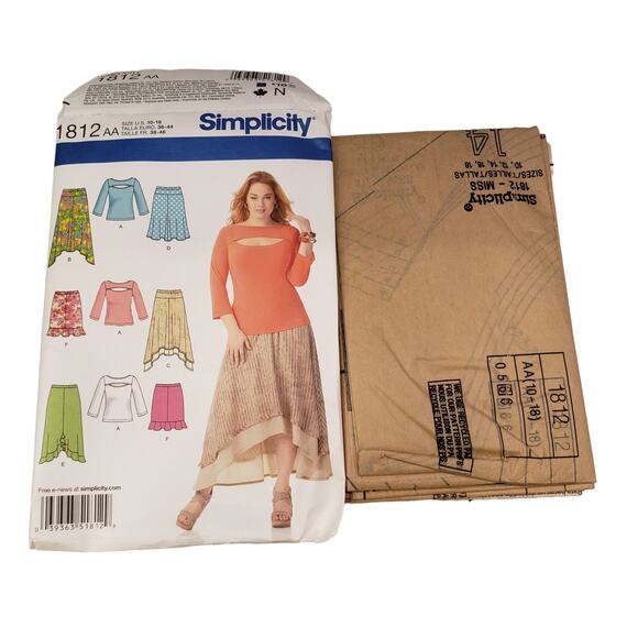 Simplicity Womens Waterfall Skirts Knit Tops Sewing Pattern Size 10-18 UNCUT - Picture 6 of 7